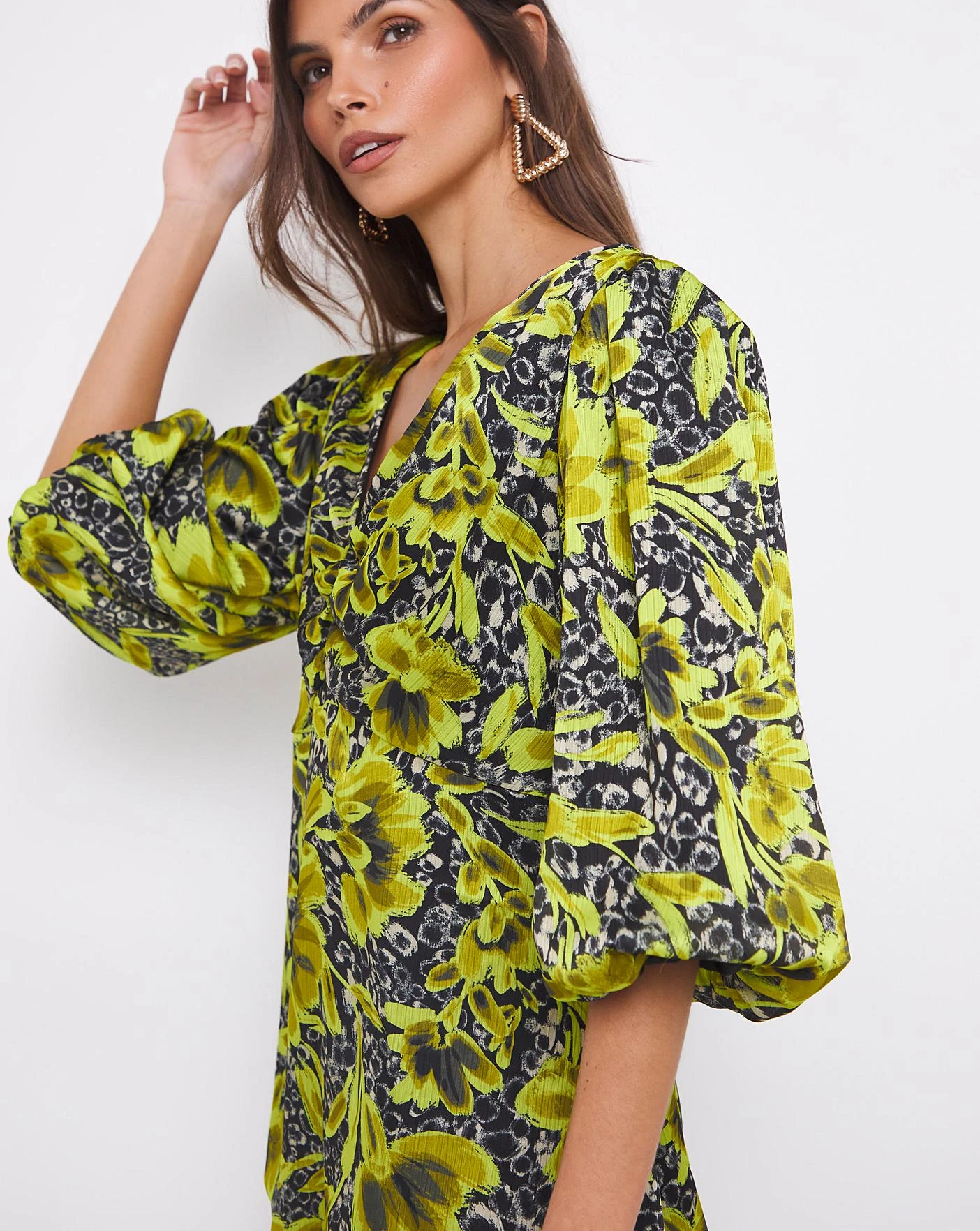 Joanna Hope Satin Balloon Sleeve Blouse| Print 1 Joanna Hope Satin Balloon Sleeve Blouse| Print