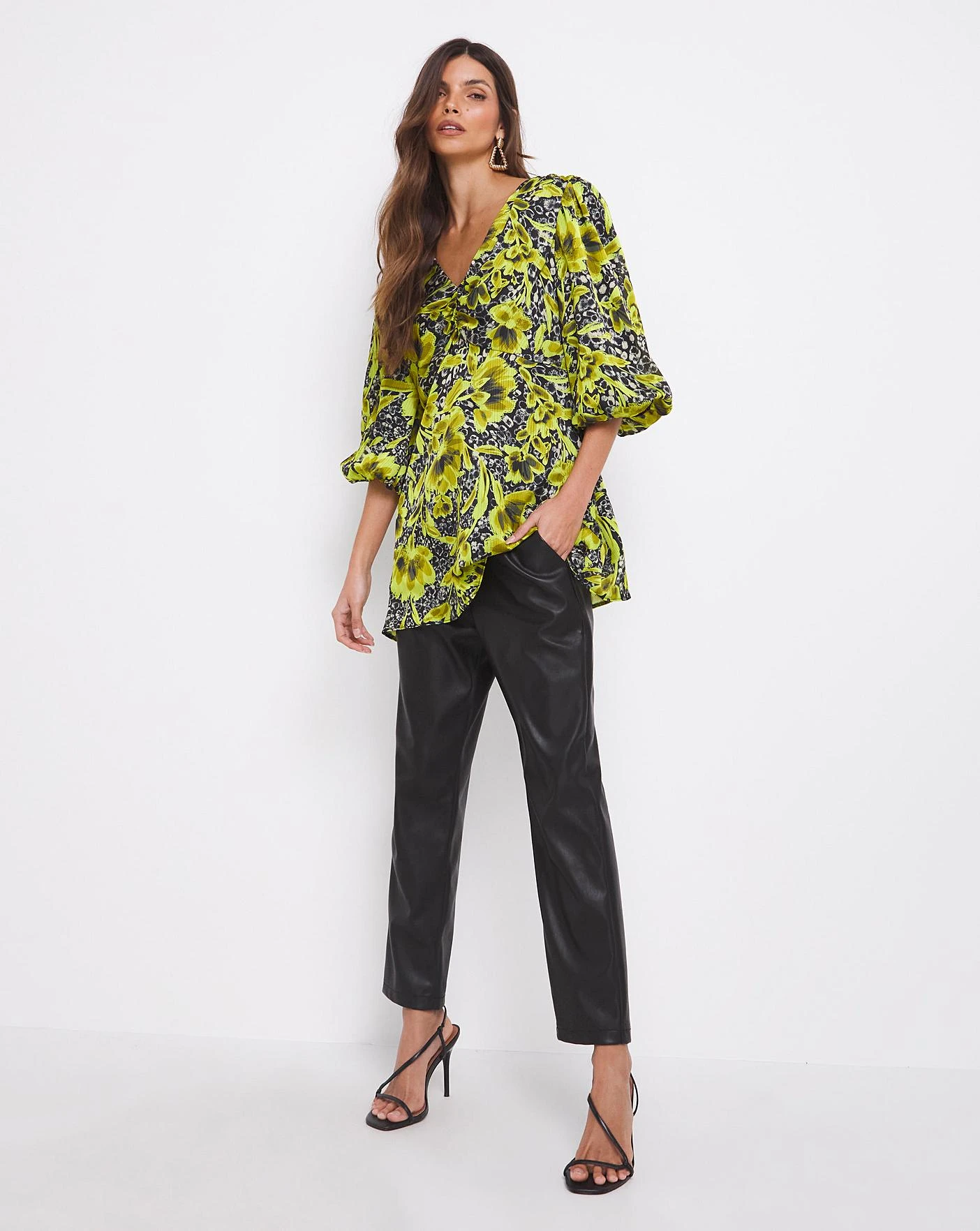 Joanna Hope Satin Balloon Sleeve Blouse| Print 2 Joanna Hope Satin Balloon Sleeve Blouse| Print - Image 2