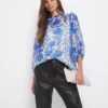 Joanna Hope Frill Shoulder Blouse| Blue Print