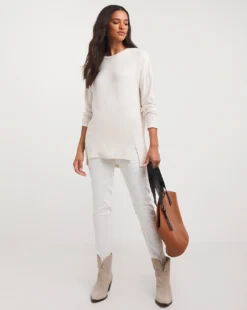 Bella White Pull On Slim Leg Jeggings| White