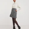 Pull On Lurex Herringbone Power Ponte Stretch Skirt| Sequin