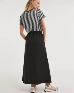 Black Linen Mix Maxi Skirt| Black -Cheap Wovinity Store x01zh179723w