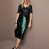 Pull On Sequin Midi Pencil Skirt| Green