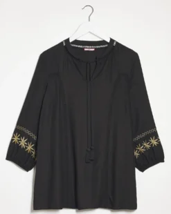 Joe Browns Embroidered Sleeve Blouse| Black -Cheap Wovinity Store x02gv932742s