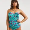 Figleaves Frida Underwired Bandeau Swimsuit Longer Length| Floral Print