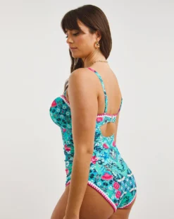 Figleaves Frida Underwired Bandeau Swimsuit Longer Length| Floral Print -Cheap Wovinity Store x02va949742w