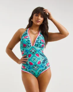 Figleaves Frida Halter Swimsuit Longer Length| Floral Print -Cheap Wovinity Store x02va956743w