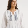 Julipa Embroidered Frill Blouse| White