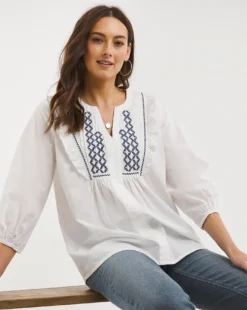 Julipa Embroidered Frill Blouse| White -Cheap Wovinity Store x07eg329743w