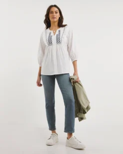 Julipa Embroidered Frill Blouse| White -Cheap Wovinity Store x07eg329744w