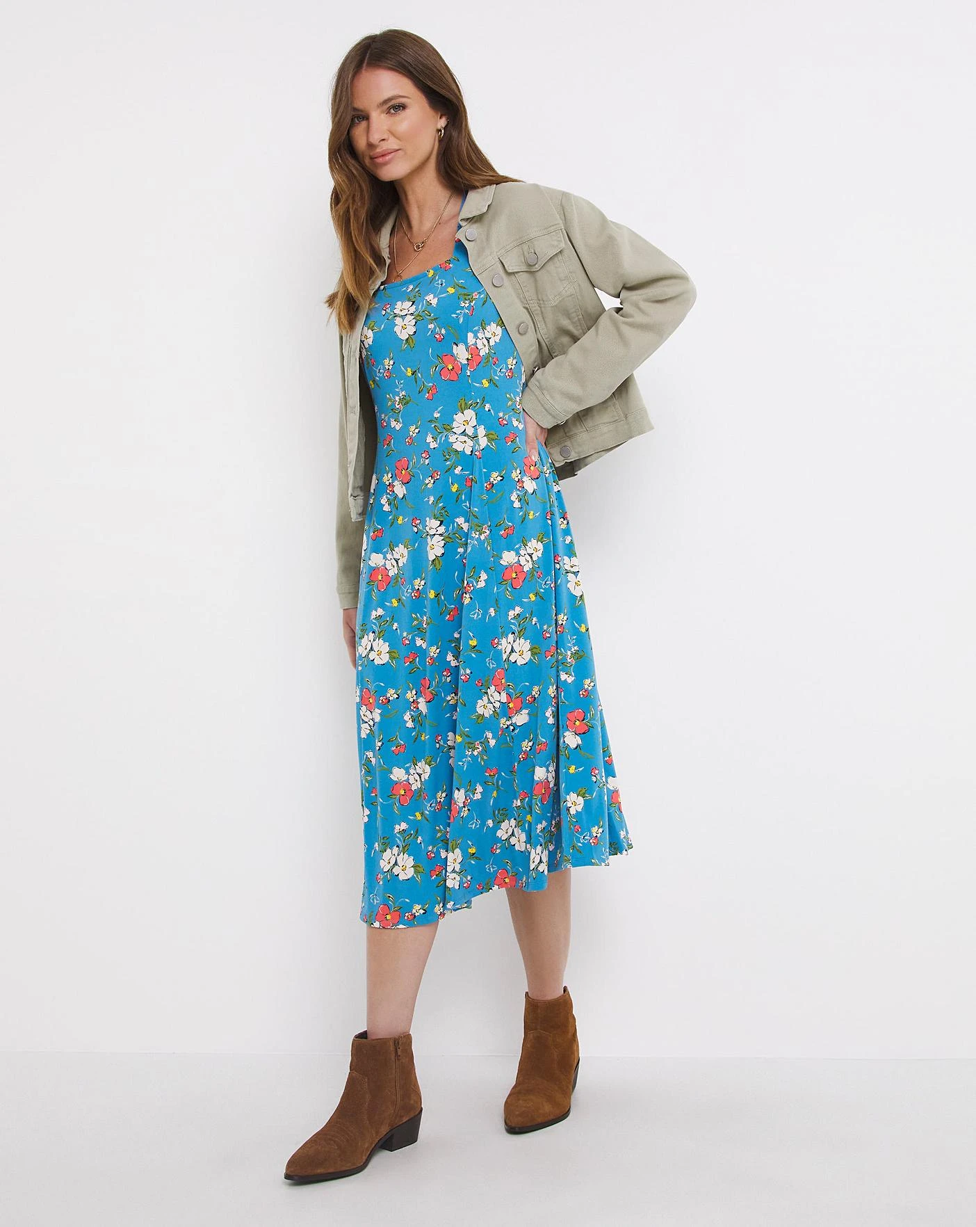 Julipa Square Neck Dress| Blue Floral 2 Julipa Square Neck Dress| Blue Floral - Image 2