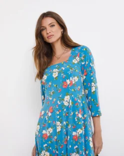 Julipa Square Neck Dress| Blue Floral 6 Julipa Square Neck Dress| Blue Floral -Cheap Wovinity Store x07vh098741s