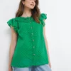 Julipa Button Through Blouse| Green