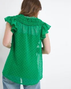 Julipa Button Through Blouse| Green -Cheap Wovinity Store x07wg794729w