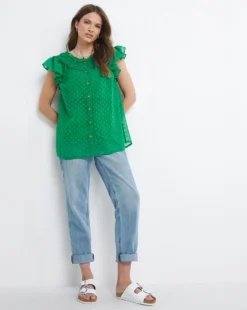 Julipa Button Through Blouse| Green -Cheap Wovinity Store x07wg794743w