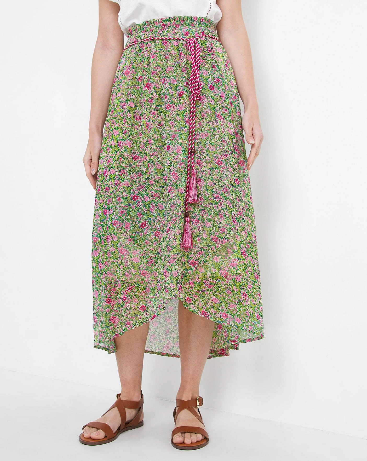 Julipa Ditsy Tassle Midi Skirt| Pink Multi-coloured 5 Julipa Ditsy Tassle Midi Skirt| Pink Multi-coloured - Image 5