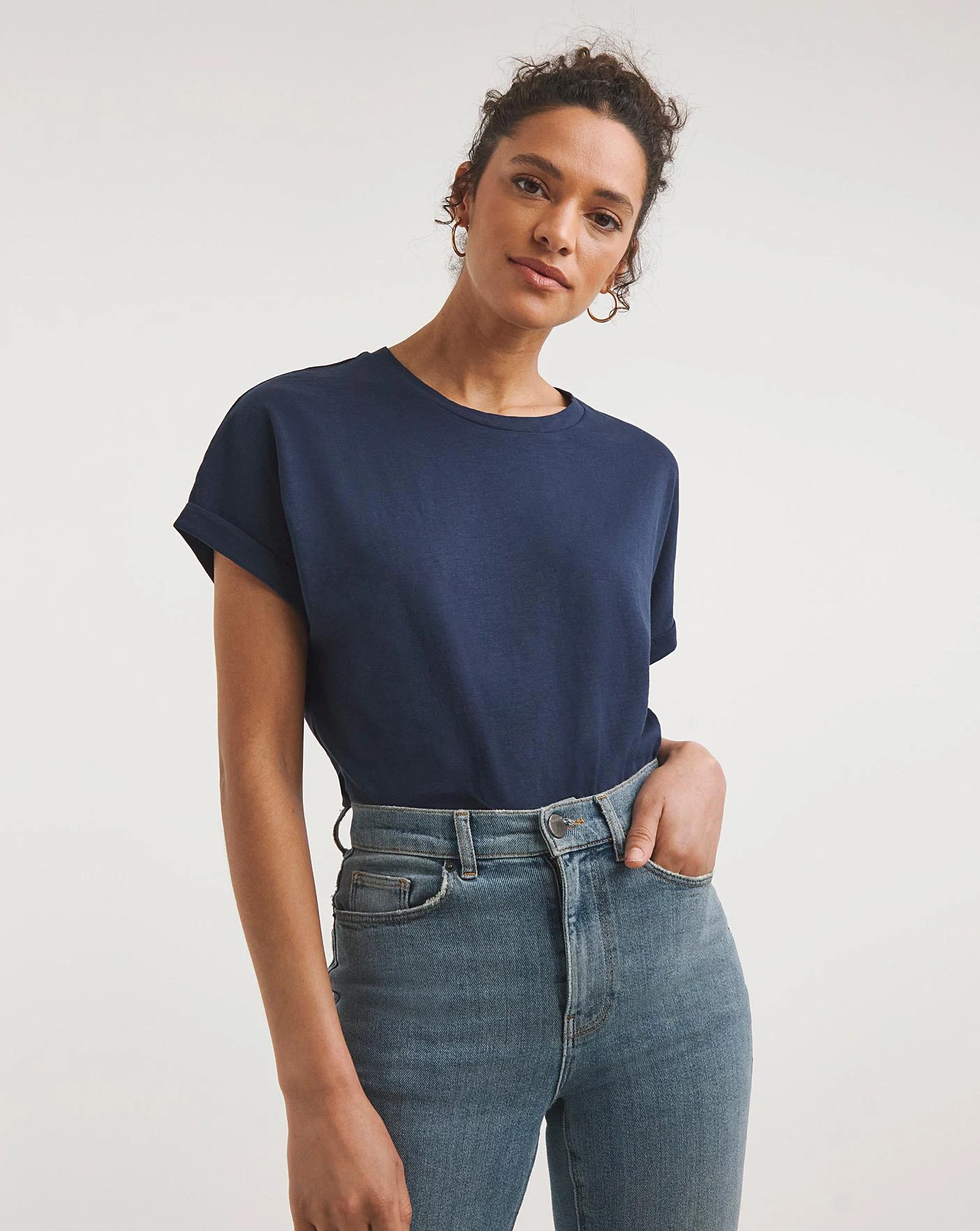 Navy Short Sleeve Cotton Slub Tunic| Navy 1 Navy Short Sleeve Cotton Slub Tunic| Navy