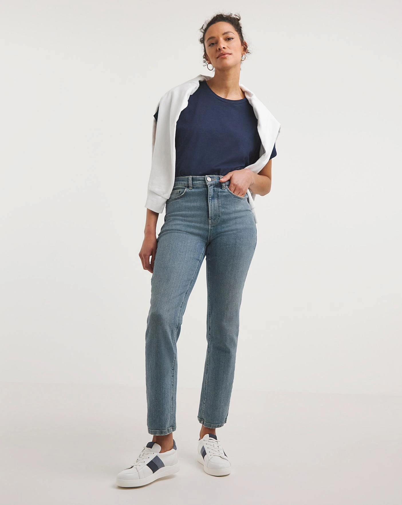 Navy Short Sleeve Cotton Slub Tunic| Navy 3 Navy Short Sleeve Cotton Slub Tunic| Navy - Image 3