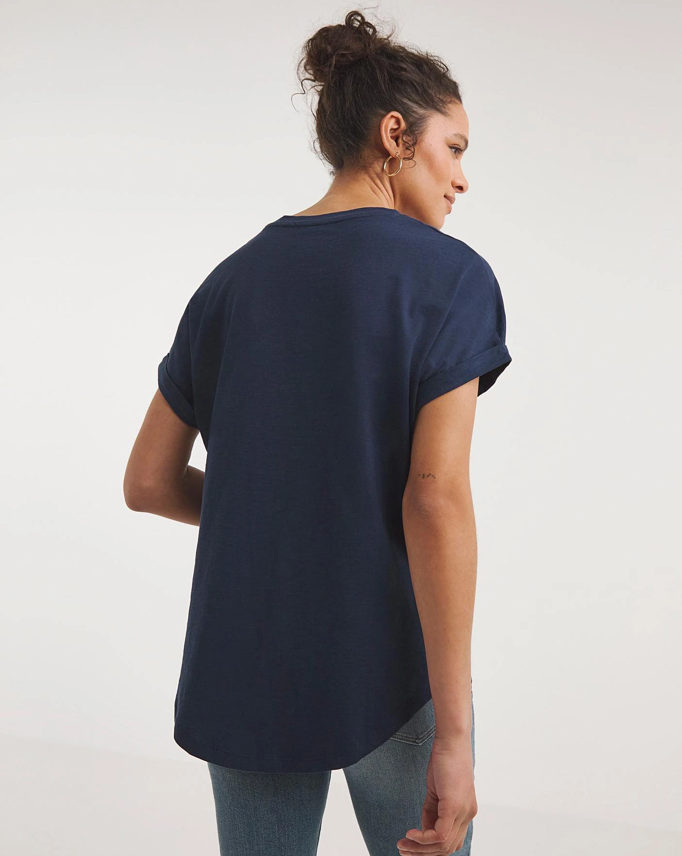 Navy Short Sleeve Cotton Slub Tunic| Navy 2 Navy Short Sleeve Cotton Slub Tunic| Navy - Image 2