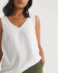 Ivory V Neck Woven Vest| Ivory -Cheap Wovinity Store y01bm925758w