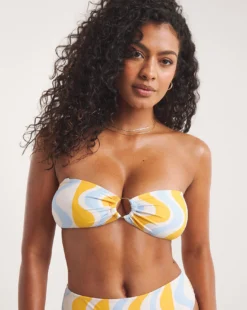 Chelsea Peers Bandeau Ring Bikini Top| OFFWHT STRP