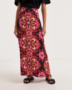 Ro&Zo Moroccan Rose Print Maxi Skirt| Black 7 Ro&Zo Moroccan Rose Print Maxi Skirt| Black -Cheap Wovinity Store y01cz104740w
