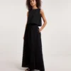 Ro&Zo Linen Blend Skirt| Black