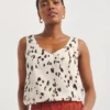Mono Print V Neck Woven Vest| Mono Print