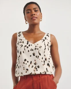 Mono Print V Neck Woven Vest| Mono Print