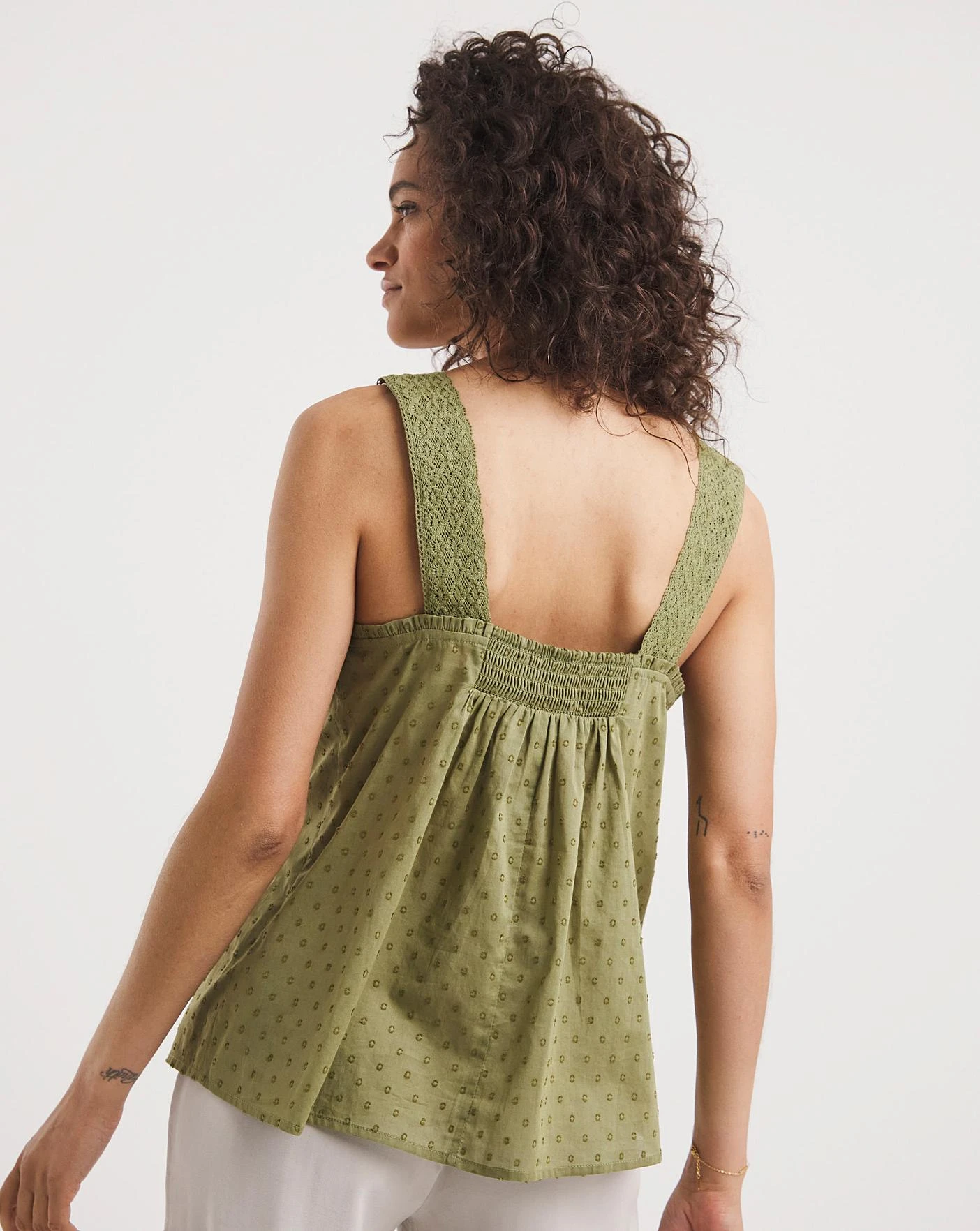 Khaki Lace Insert Vest| Khaki 2 Khaki Lace Insert Vest| Khaki - Image 2
