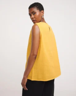 Orange Cheesecloth Lace Insert Vest| Orange -Cheap Wovinity Store y01gp480750w