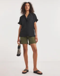 Jade Green Linen Relaxed Grown On Sleeve Shirt -Cheap Wovinity Store y01gp964739w