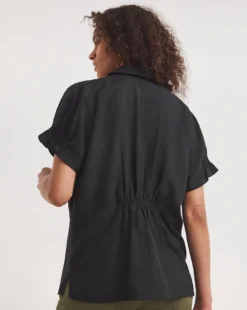 Jade Green Linen Relaxed Grown On Sleeve Shirt -Cheap Wovinity Store y01gp964741w