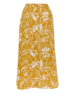 Yellow Print Linen Mix Maxi Skirt| Yellow Floral -Cheap Wovinity Store y01gz641744s
