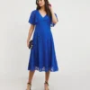 Joanna Hope Cobalt Animal Burnout Midi Dress| Cobalt