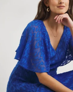 Joanna Hope Cobalt Animal Burnout Midi Dress| Cobalt -Cheap Wovinity Store y01ii723742w