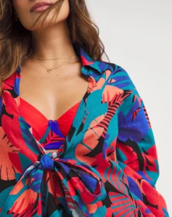 Cotton Beach Shirt| Tropical Print -Cheap Wovinity Store y01it926747w