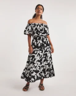 Roma Bardot Maxi Beach Dress| Abstract