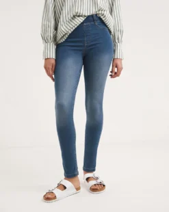 Amber Mid Blue Pull On Skinny Jeggings| Mid Blue -Cheap Wovinity Store y01nb629738w