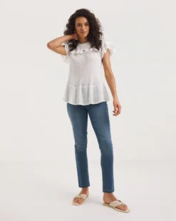 Bella Mid Blue Pull On Slim Leg Jeggings| Mid Blue