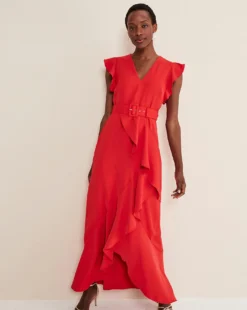 Phase Eight Pheobe Frill Belted Dress| Red 9 Phase Eight Pheobe Frill Belted Dress| Red -Cheap Wovinity Store y01nl294502c