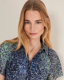 Phase Eight Amelia Petal Shirt Dress| Navy Multi -Cheap Wovinity Store y01nl352573s