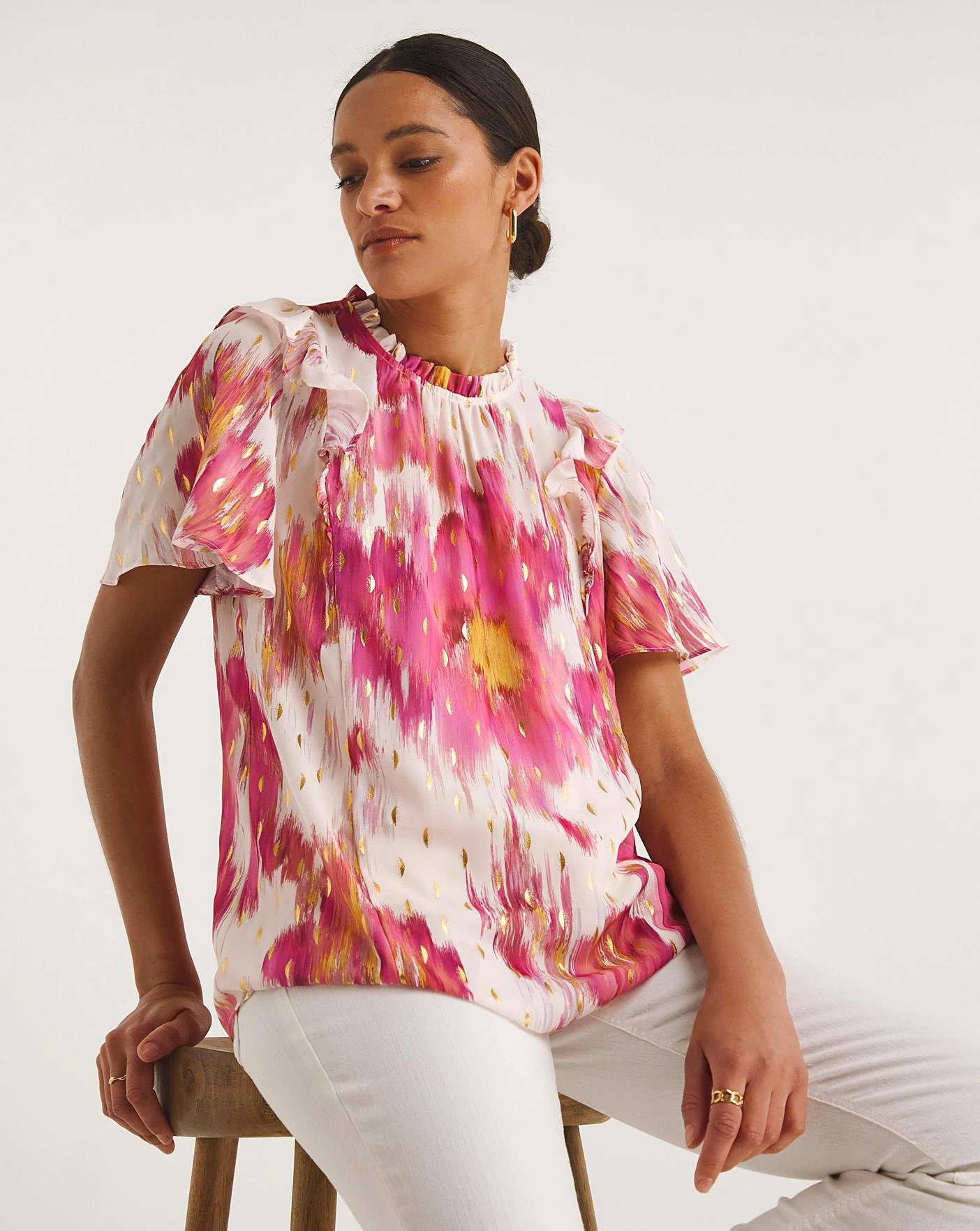 Joanna Hope Foil Print Blouse| Multi Print 2 Joanna Hope Foil Print Blouse| Multi Print - Image 2