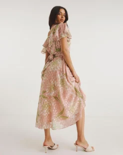 Joanna Hope Jacquard Frill Sleeve Printed Dress| Blush Print 7 Joanna Hope Jacquard Frill Sleeve Printed Dress| Blush Print -Cheap Wovinity Store y01ow727706w