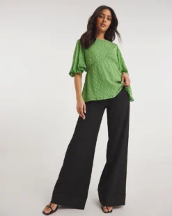 Joanna Hope Metallic Dobby Blouse| Green -Cheap Wovinity Store y01ow923706w