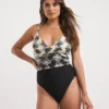 Joanna Hope Twist Front Swimsuit| Palm Print