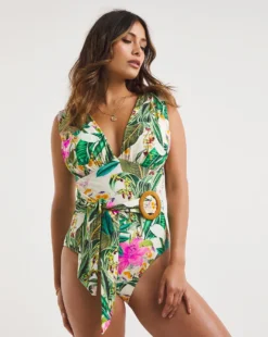 JD Williams Tropadelic Plunge Swimsuit| Tropical Floral Print