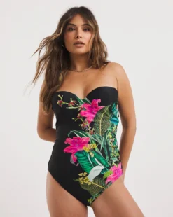 JD Williams Tropadelic Bandeau Swimsuit| Tropical Floral Print