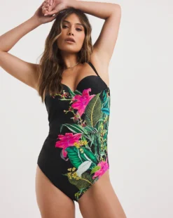 JD Williams Tropadelic Bandeau Swimsuit| Tropical Floral Print -Cheap Wovinity Store y01pq779721w
