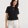 Black Lace Trim Short Sleeve T-Shirt| Black